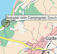Geografische Karte der Badestelle Wörthsee, Badeplatz bei Campingplatz Dosch