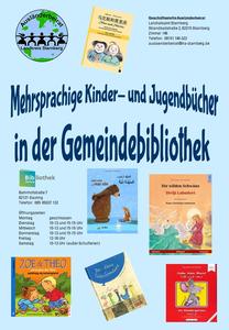Plakat Bilinguale Bücher - offizielle Übergabe an die Gemeindebücherei Gauting