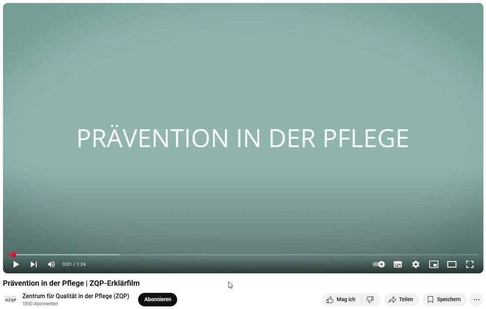 Ein YouTube Video über die Prävention in der Pflege | ZQP-Erklärfilm
